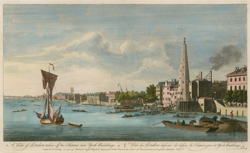 Vue de Londres prise sur la Tamise près des York Buildings - John Boydell