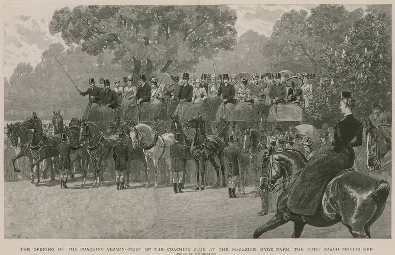 Rassemblement du Coaching Club au Magazine, Hyde Park, Londres (gravure) - John Charlton