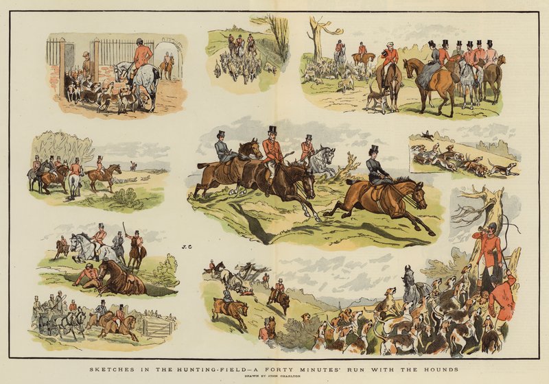 Croquis sur le terrain de chasse, une course de quarante minutes avec les chiens - John Charlton