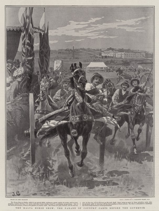 Le spectacle équestre de Malte, le défilé des charrettes de campagne devant le gouverneur - John Charlton