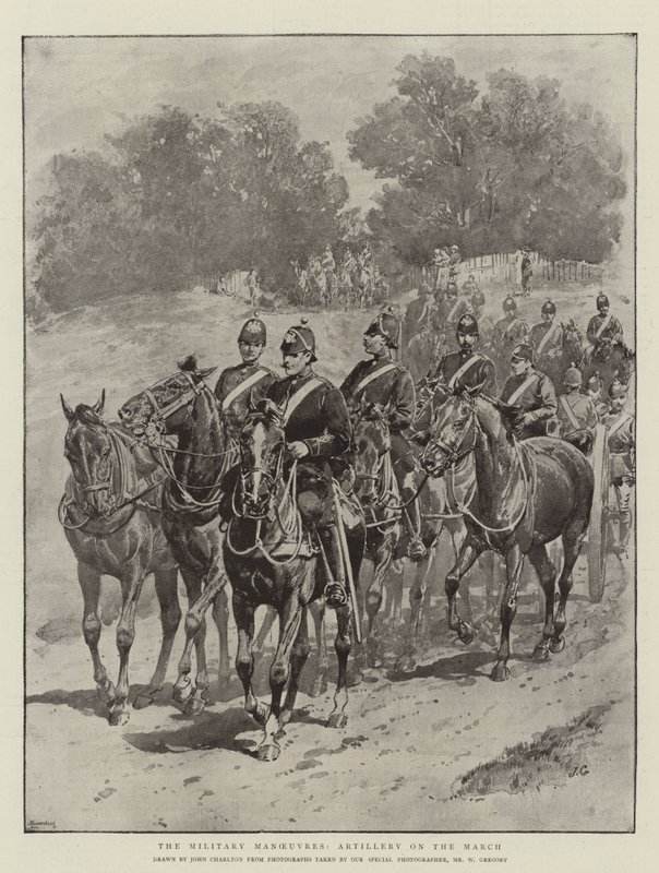 Les manœuvres militaires, artillerie en marche - John Charlton
