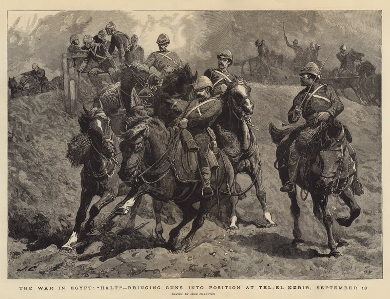 La guerre en Égypte, Halte!, apportant des canons en position à Tel-el-Kebir, 13 septembre - John Charlton
