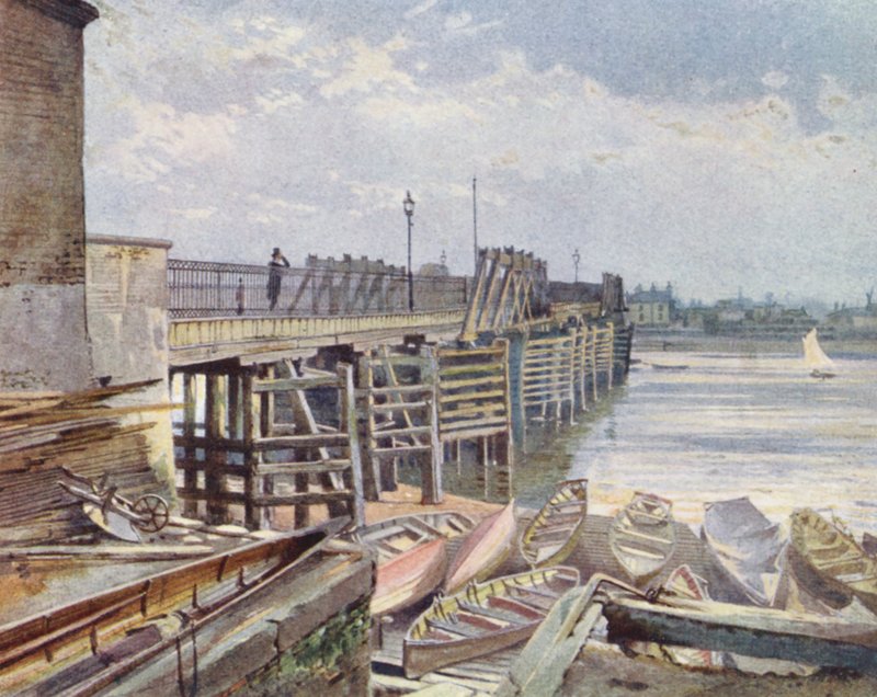 Londres perdu : Vieux pont de Battersea, depuis la rive nord - John Crowther