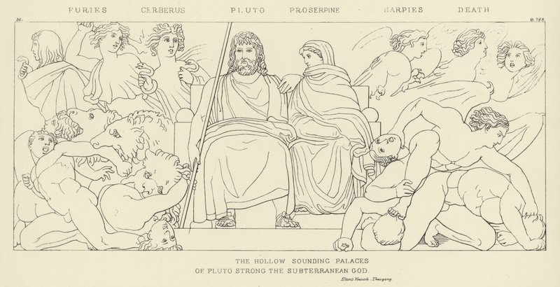 Furies, Cerbère, Pluton, Proserpine, Harpies, Mort - John Flaxman