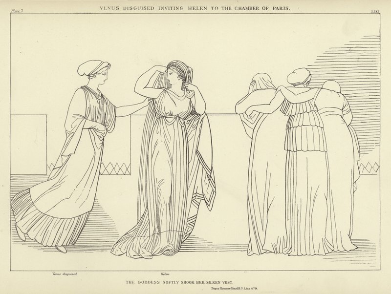 Vénus déguisée invitant Hélène à la chambre de Paris - John Flaxman