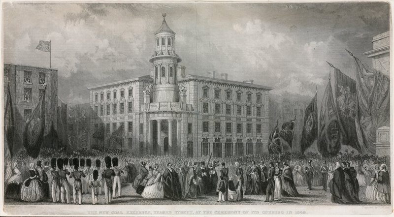 Le Nouvel Échange de charbon, rue Thames, lors de la cérémonie de son ouverture en 1849 - John Francis Salmon