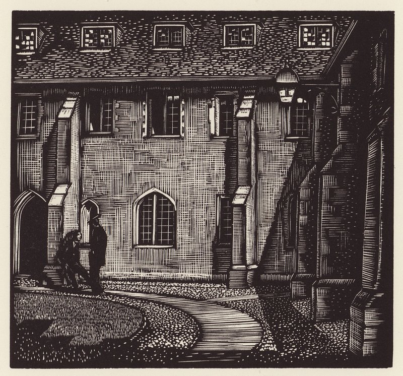 Cambridge : Corpus Christi, Old Court (gravure sur bois) - John Frederick Greenwood