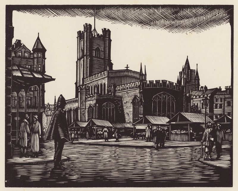 Cambridge : Le marché (gravure sur bois) - John Frederick Greenwood