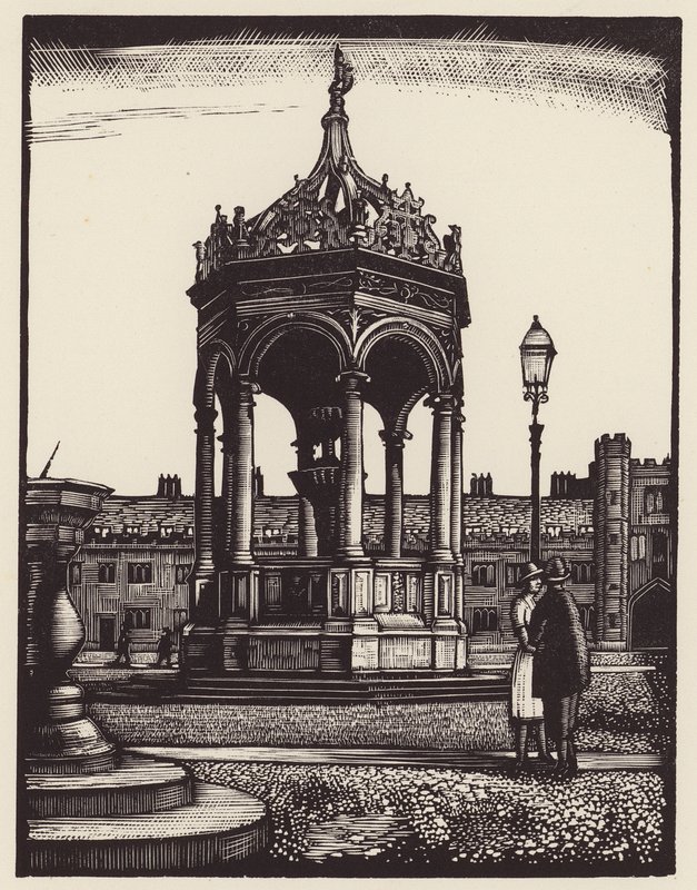 Cambridge : Trinity Fountain (gravure sur bois) - John Frederick Greenwood