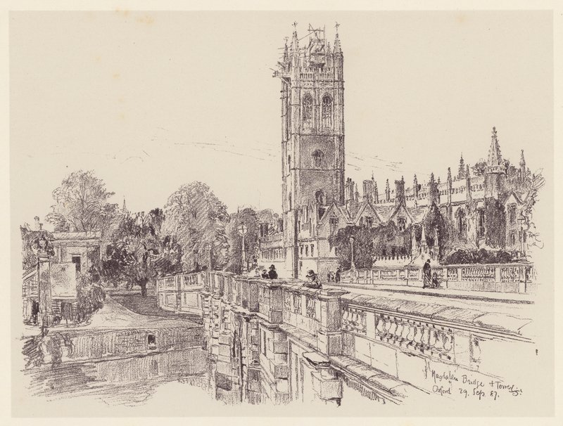Magdalen College depuis le pont - John Fulleylove