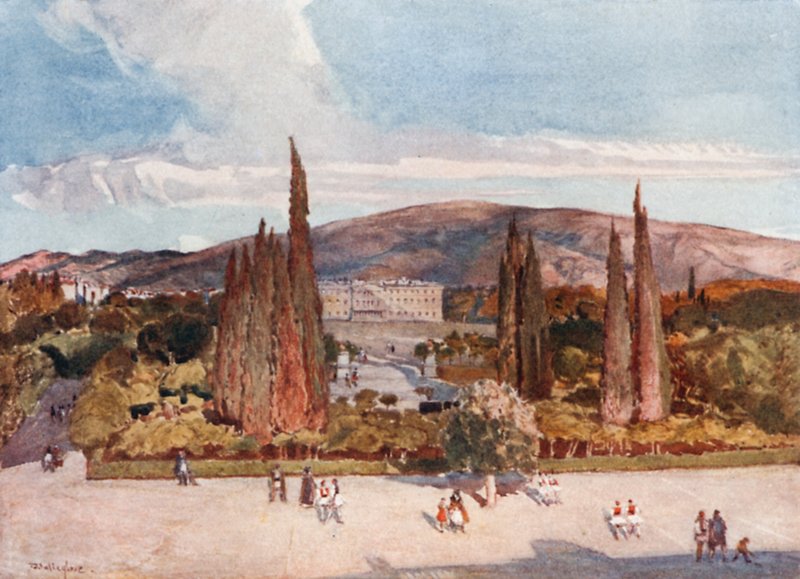 La Place devant le Palais du Roi à Athènes - John Fulleylove