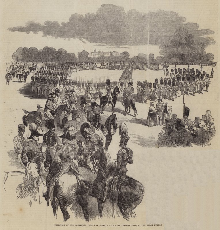 Inspection des troupes de la maison par Ibrahim Pacha, mardi dernier, aux Horse Guards - John Gilbert