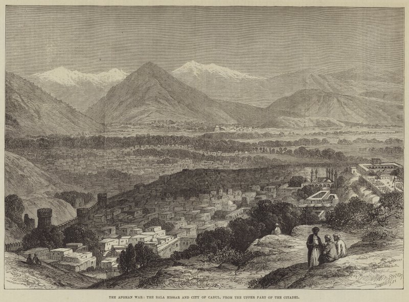 La guerre afghane, le Bala Hissar et la ville de Kaboul, depuis la partie supérieure de la citadelle - John Greenaway