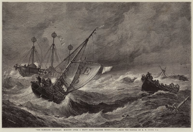 Le bateau de sauvetage de Ramsgate, matin après une forte tempête, le temps se modère - John Greenaway