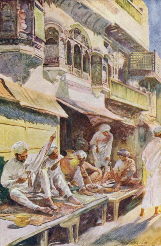 Travailleurs dans un bazar indien - John Henry Frederick Bacon
