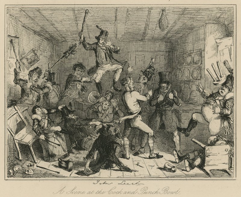 Une scène au Cock and Punch Bowl - John Leech