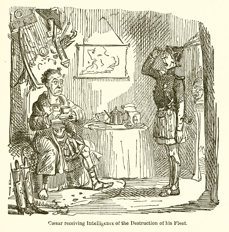 César recevant des informations sur la destruction de sa flotte - John Leech