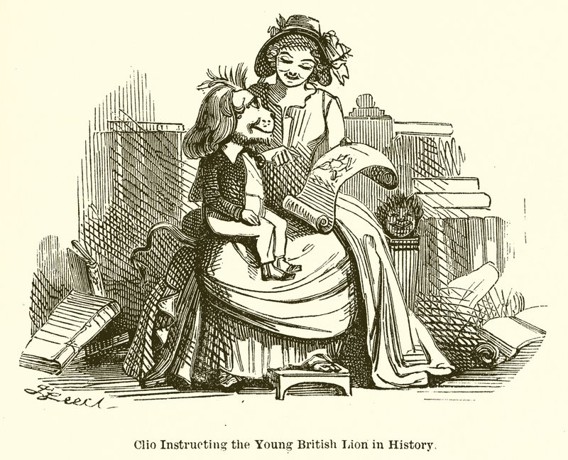 Clio instruisant le jeune lion britannique en histoire - John Leech