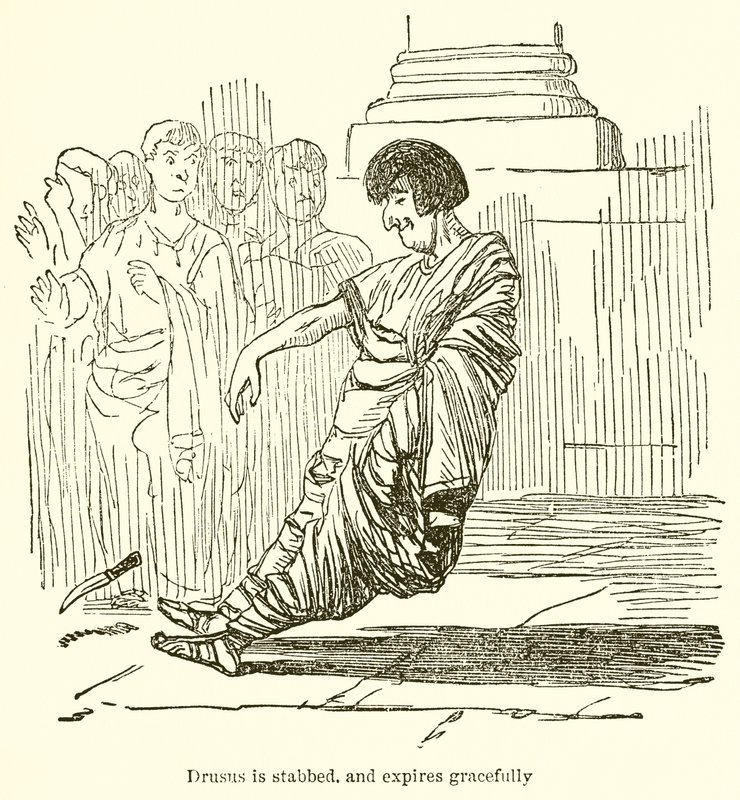 Drusus est poignardé et expire gracieusement - John Leech