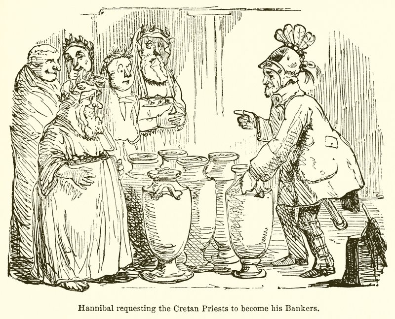 Hannibal demandant aux prêtres crétois de devenir ses banquiers - John Leech