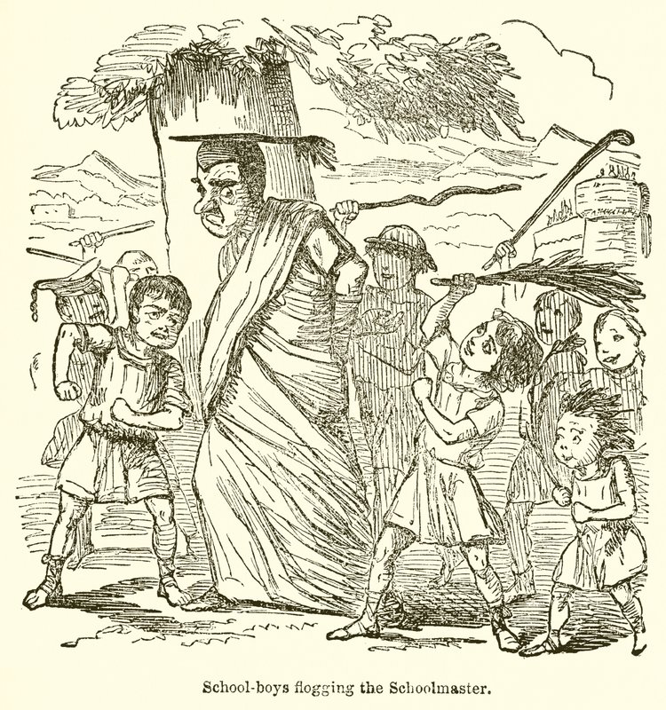Écoliers fouettant le maître d