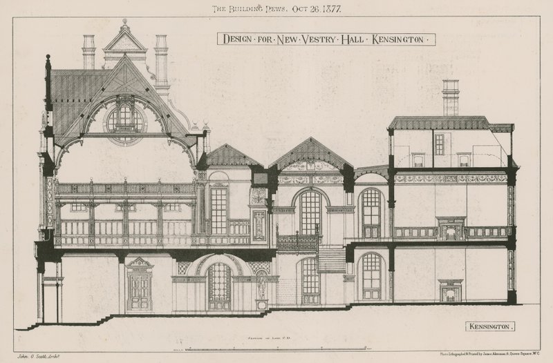 Conception pour la nouvelle salle de la sacristie, Kensington - John Oldrid Scott