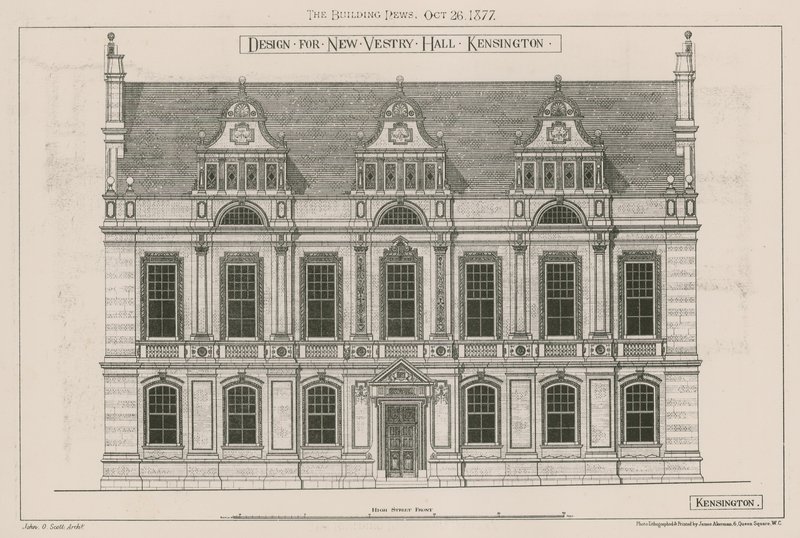 Conception pour la nouvelle salle de la sacristie, Kensington, Londres - John Oldrid Scott