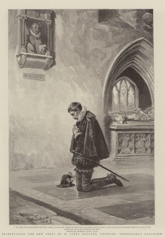 Illustration de la nouvelle histoire de H Rider Haggard, intitulée La Fille de Montezuma - John Seymour Lucas
