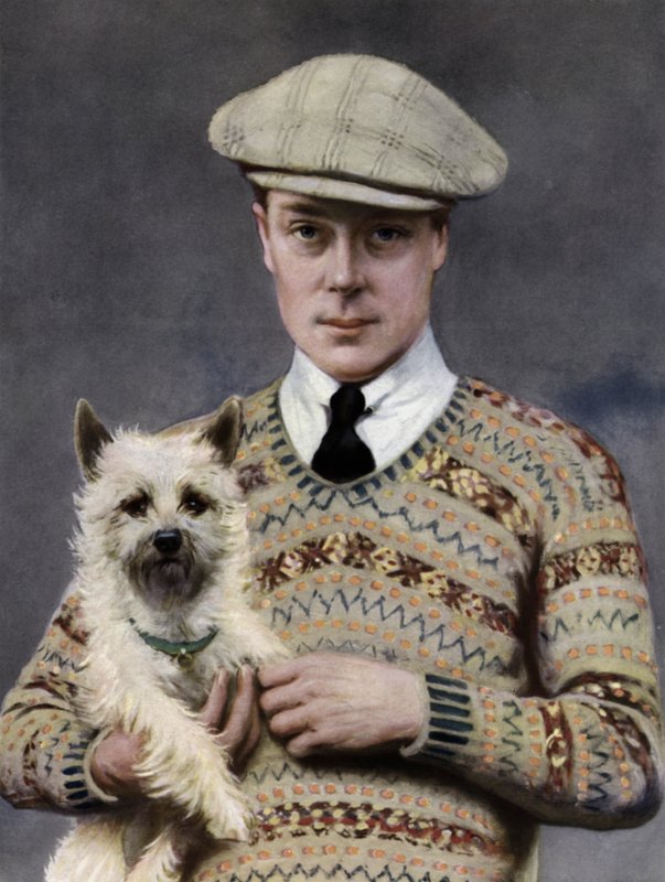 Portrait du roi Édouard VIII, avec un chien favori - John St. Helier (after) Lander