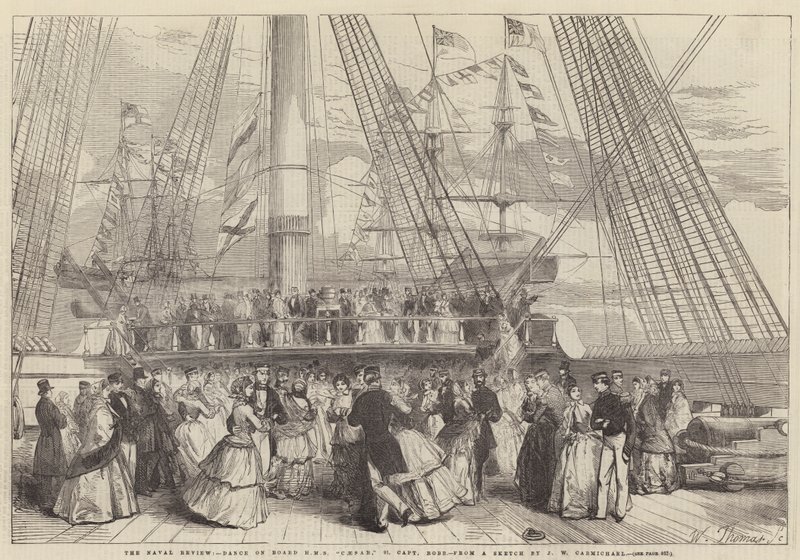 La revue navale, danse à bord du HMS Caesar, 91, capitaine Robb - John Wilson Carmichael
