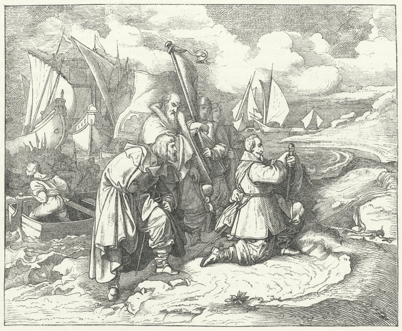 Gustave-Adolphe de Suède débarque en Allemagne pour entrer dans la guerre de Trente Ans - Josef Mathias (after) Trenkwald