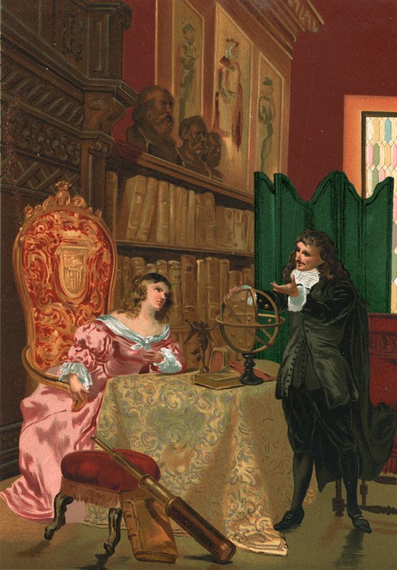 Descartes discutant de philosophie avec la reine Christine de Suède - Josep or Jose Planella Coromina