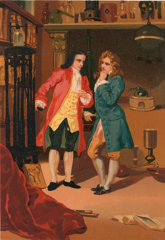 Robert Boyle et Denis Papin inspectent le digesteur à vapeur de Papin - Josep or Jose Planella Coromina