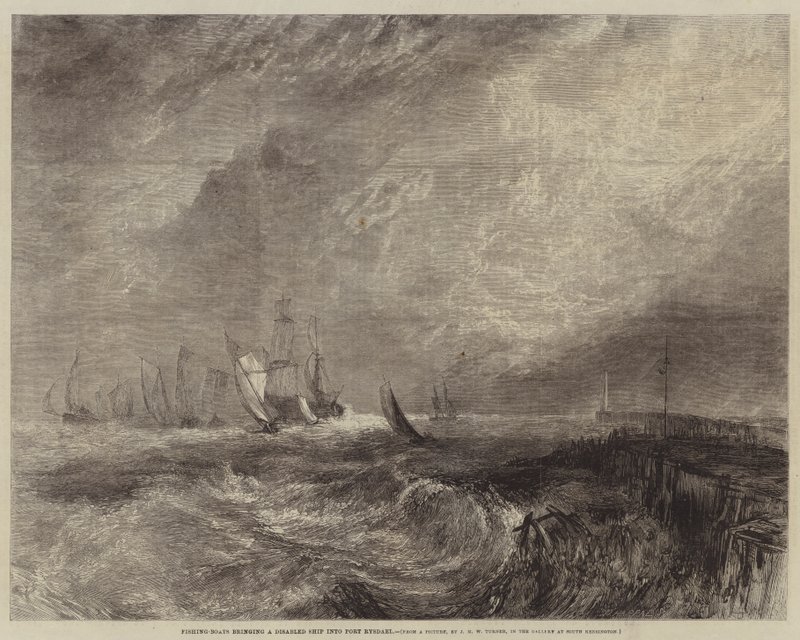 Bateaux de Pêche ramenant un Navire Endommagé au Port Rysdael - Joseph Mallord William Turner