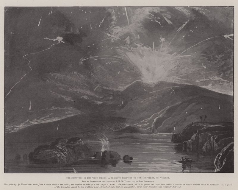 Les désastres aux Antilles, une éruption précédente de la Soufrière, Saint-Vincent - Joseph Mallord William Turner