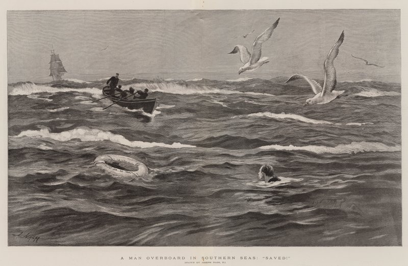 Un homme à la mer dans les mers du Sud, sauvé ! - Joseph Nash