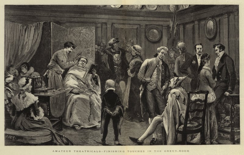 Théâtre amateur, dernières retouches dans la loge - Joseph Nash