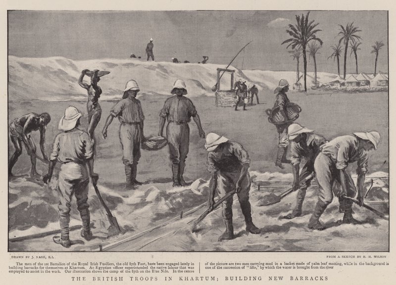 Les troupes britanniques à Khartoum, construction de nouvelles casernes - Joseph Nash
