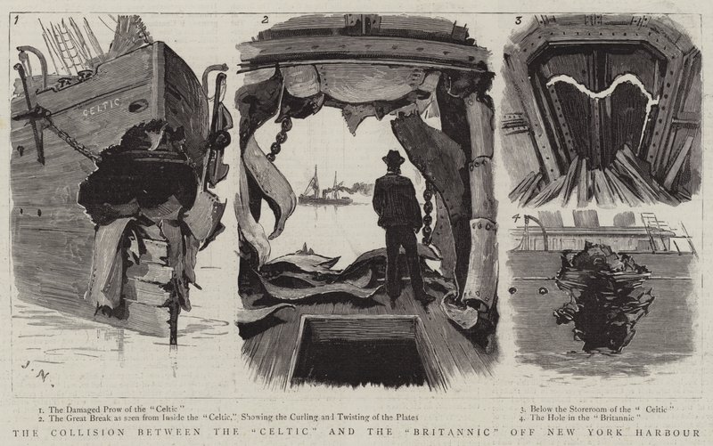 La Collision entre le Celtic et le Britannic au large du port de New York - Joseph Nash