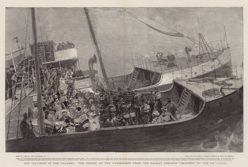 La collision dans la Manche, le sauvetage des passagers du paquebot Seaford par le SS Lyon - Joseph Nash