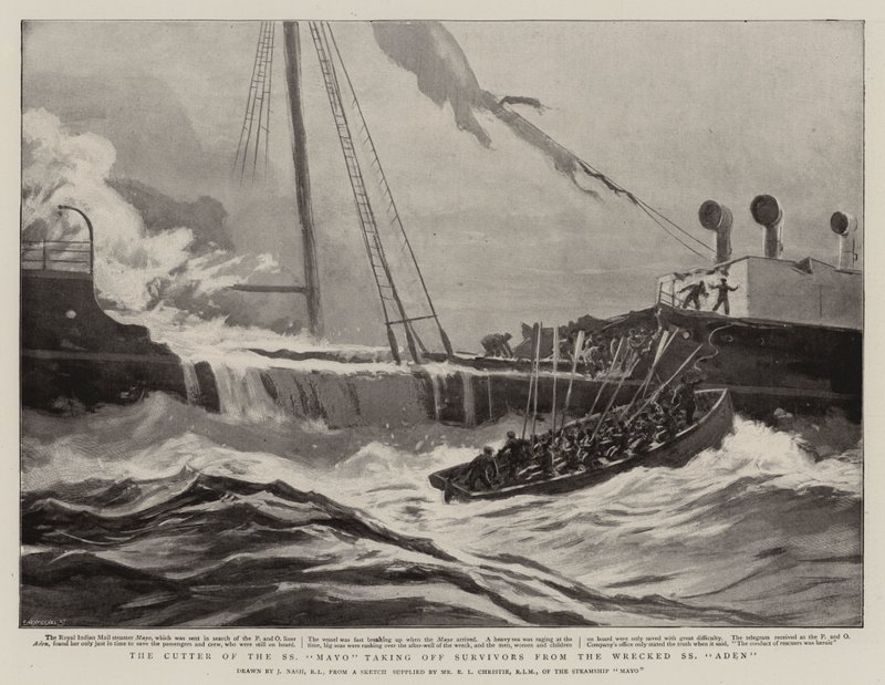 Le cutter du SS Mayo récupérant des survivants de l