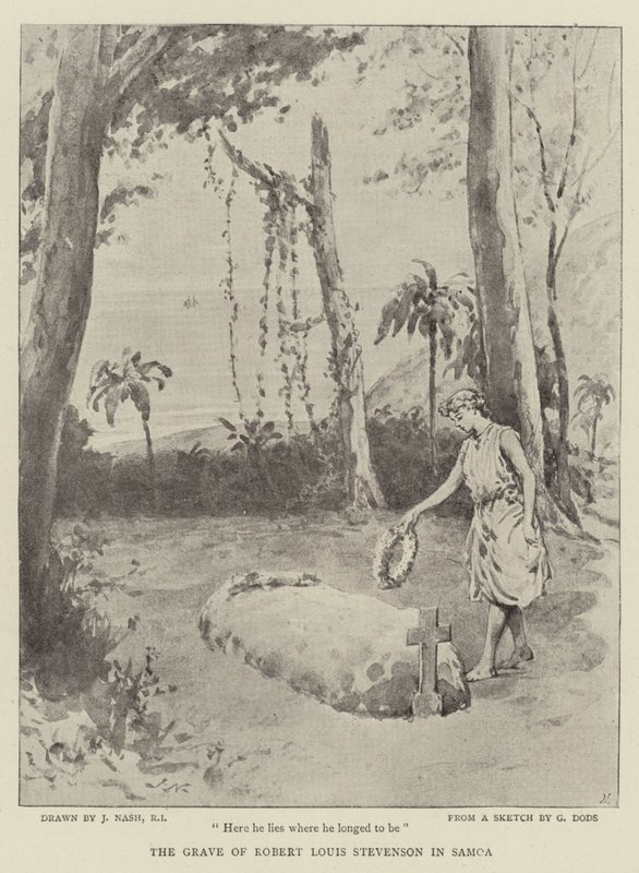 La tombe de Robert Louis Stevenson à Samoa - Joseph Nash