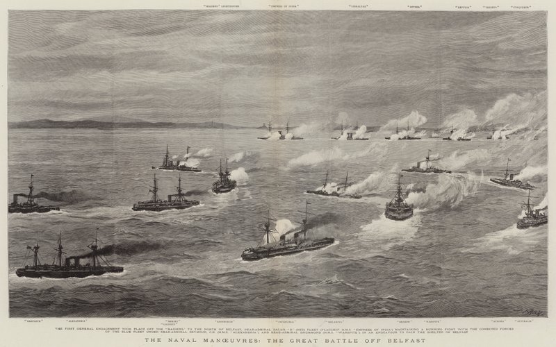 Les Manœuvres Navales, la Grande Bataille au large de Belfast - Joseph Nash