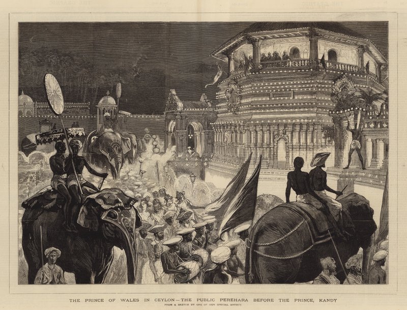 Le Prince de Galles à Ceylan, le Public Perehara devant le Prince, Kandy - Joseph Nash