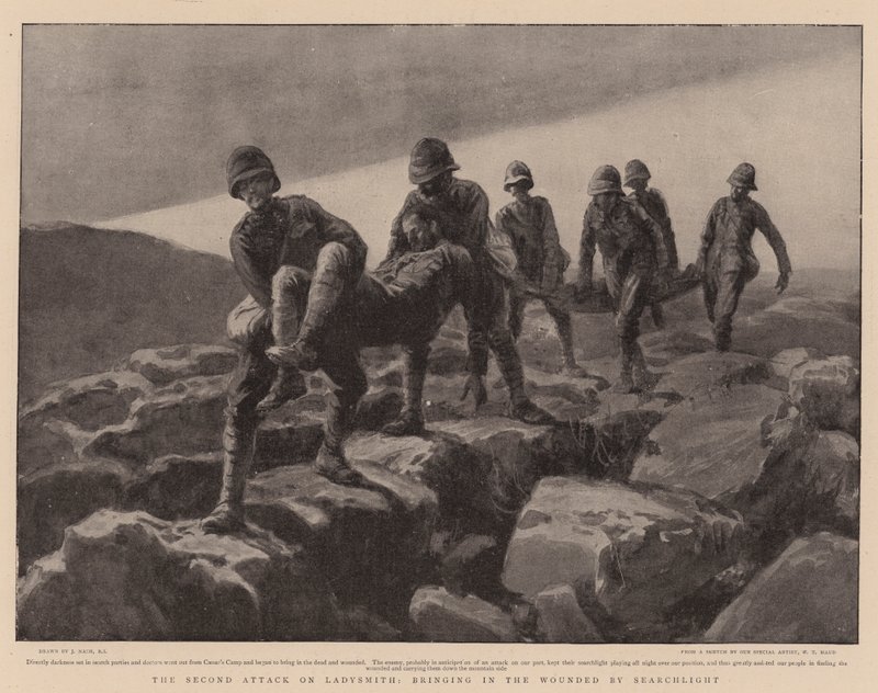 La deuxième attaque sur Ladysmith, ramenant les blessés par projecteur - Joseph Nash