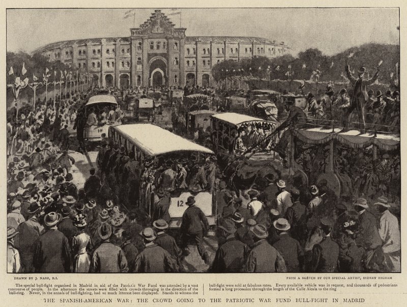 La guerre hispano-américaine, la foule se rendant à la corrida patriotique à Madrid - Joseph Nash