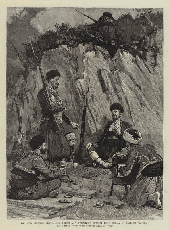 La guerre entre la Serbie et la Bulgarie, un avant-poste bulgare près de Hermanli, Roumélie orientale - Joseph Nash