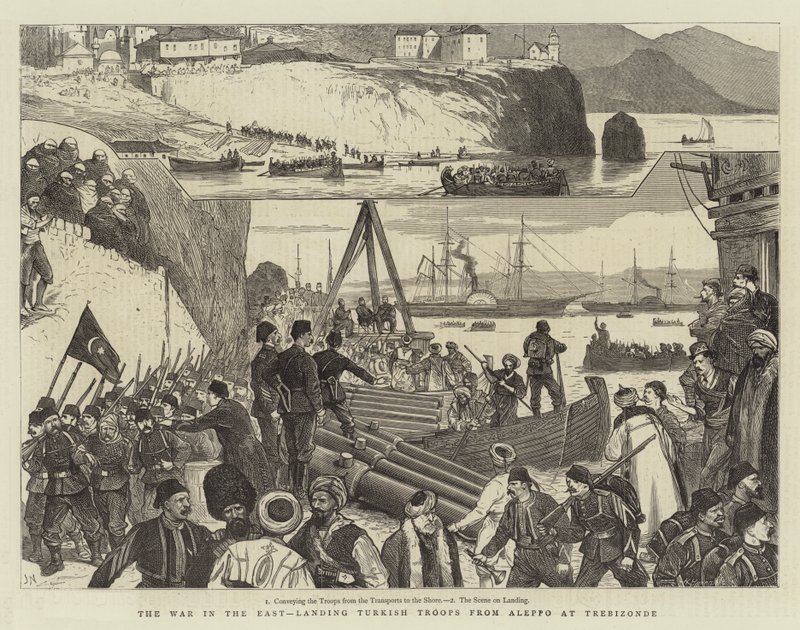 La guerre en Orient, débarquement des troupes turques d