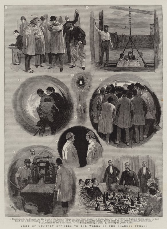 Visite des Officiers Militaires aux Travaux du Tunnel sous la Manche - Joseph Nash