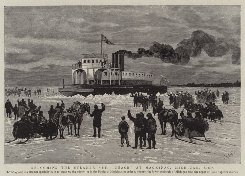 Accueil du Steamer St Ignace à Mackinac, Michigan, USA - Joseph Nash